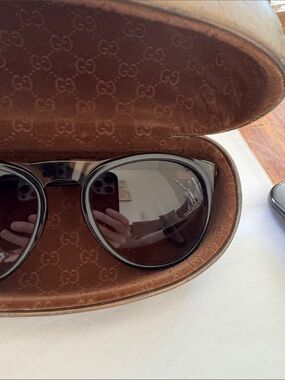 Gucci Black Oversized Sunglasses with Brown Case
